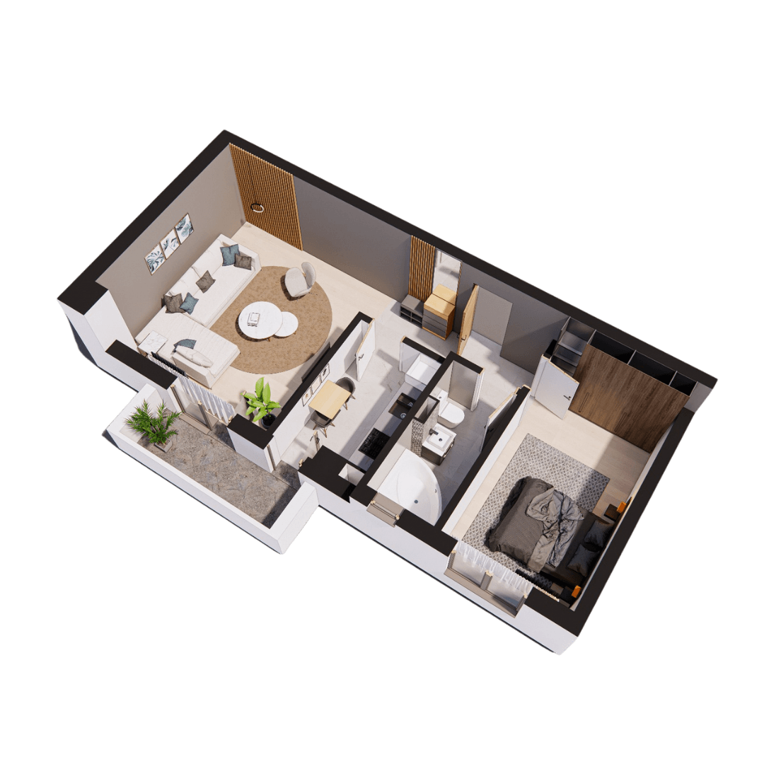 Plan 3D al unui apartament Contemporan Homes